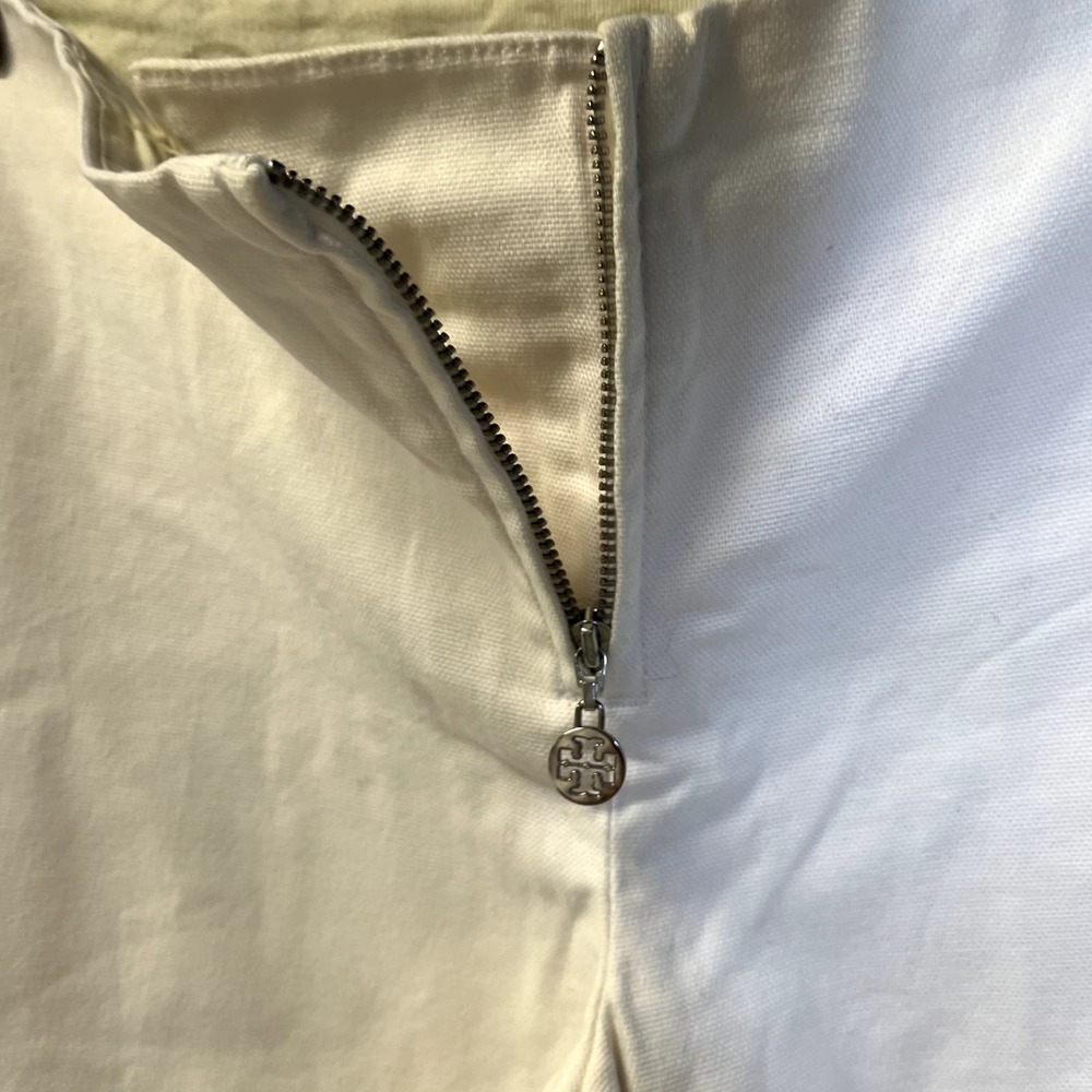 TORY BURCH Women's Zip Front Mid Rise Flared Leg Ankle Pants White Size 4 - Picture 3 of 9